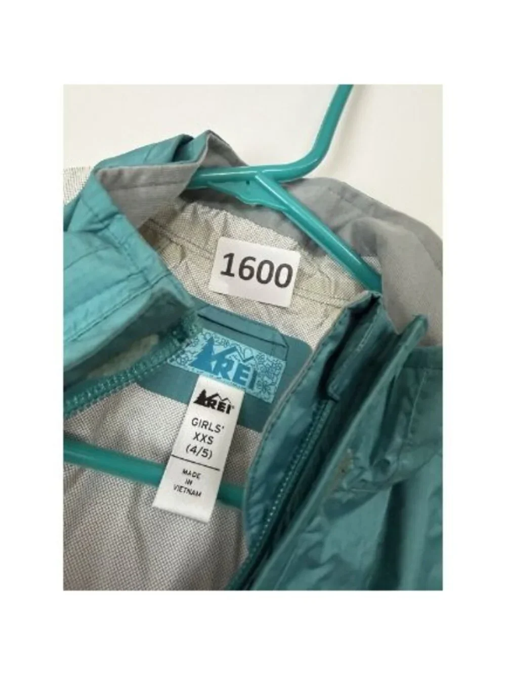 REI Youth Teal Rain Jacket Girls XXS 4/5 READ